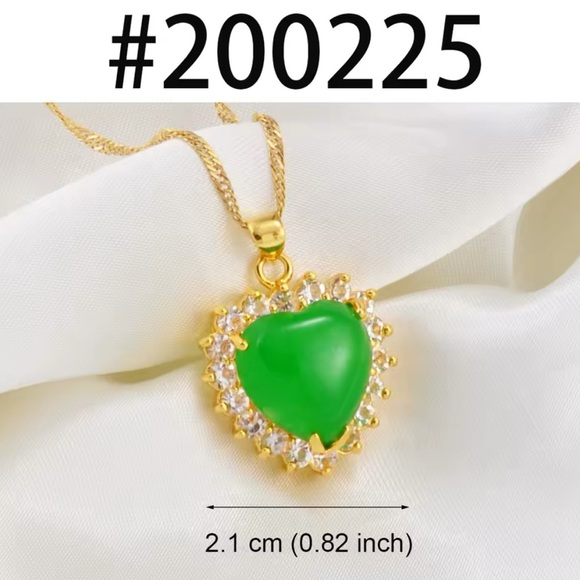 2 piece SET Gold and Green Oval Pendant Necklace - Picture 5 of 7